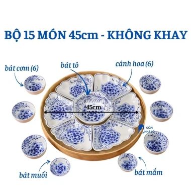 Bộ Bát Đĩa Hoa Cẩm Tú Cầu 45-55cm Thờ Cúng Gia Tiên Gốm Sứ Bát Tràng - Hoa Mặt Trời Cao Cấp, Giá 420.000