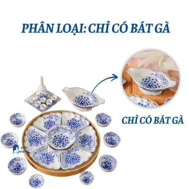 Bộ Bát Đĩa Hoa Cẩm Tú Cầu 45-55cm Thờ Cúng Gia Tiên Gốm Sứ Bát Tràng - Hoa Mặt Trời Cao Cấp, Giá 420.000