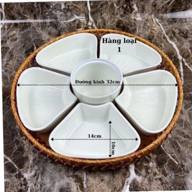 Bộ bát đĩa hoa mai 5 cánh và khay mây dày đẹp, chất lượng cao, giảm còn 110.000₫ 2 Bộ bát đĩa hoa mai 5 cánh và khay mây dày đẹp, chất lượng cao, giảm còn 110.000₫ 2