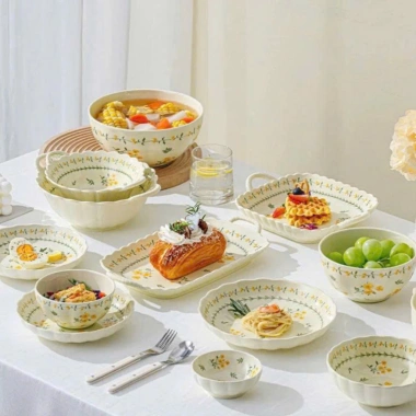 Bộ bát đĩa Hoa Mai Vàng men sáng mịn, chịu nhiệt, hàng loại 1 lẻ - giảm 30k