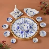 Bộ Bát Đĩa Hoa Mặt Trời 55cm - Cúng Gia Tiên, Hoạ Tiết Hoa Sen Xanh, Sứ Bát Tràng, Giá 990.000 4