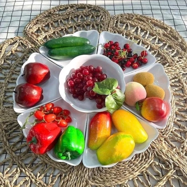 Bộ Bát Đĩa Hoa Mặt Trời 7 Món 6 Đĩa Cánh Hoa + Bát Tô, 19.000₫, Dùng cho lễ giỗ Tết