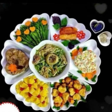Bộ Bát Đĩa Hoa Mặt Trời 7 Món 6 Đĩa Cánh Hoa + Bát Tô, 19.000₫, Dùng cho lễ giỗ Tết 4