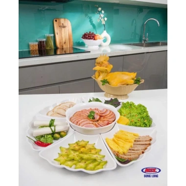 Bộ Bát Đĩa Hoa Mặt Trời 7 Món 6 Đĩa Cánh Hoa + Bát Tô, 19.000₫, Dùng cho lễ giỗ Tết 6