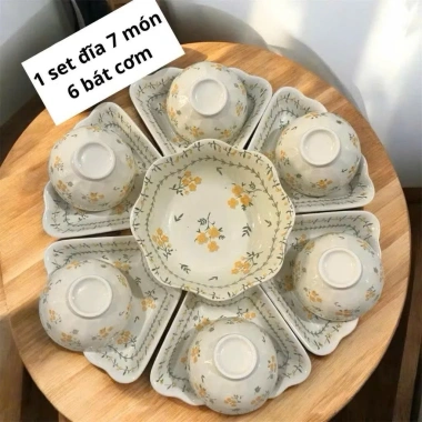 Bộ bát đĩa hoa mặt trời cao cấp 45cm - Hoa mai thắp hương, ship nhanh, giá ưu đãi 315k