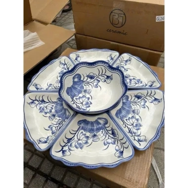 Bộ bát đĩa hoa mặt trời cao cấp 45cm - Hoa mai thắp hương, ship nhanh, giá ưu đãi 315k