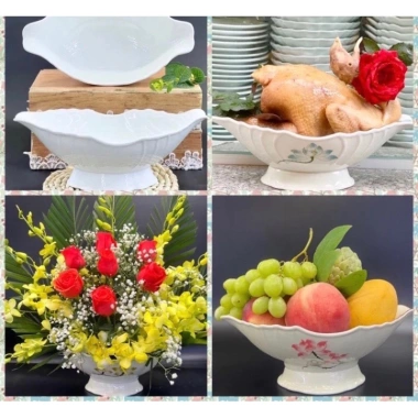Bộ bát đĩa hoa mặt trời cúng gia tiên, bát gà trắng gốm sứ, bát tràng 420k 9