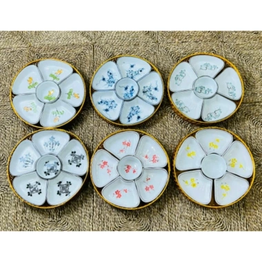 Bộ bát đĩa hoa mặt trời cúng gia tiên - Gốm sứ cao cấp, giảm giá 20% chỉ 450.000₫