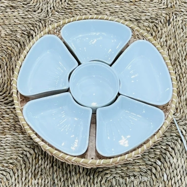Bộ bát đĩa hoa mặt trời cúng gia tiên - Gốm sứ cao cấp, giảm giá 20% chỉ 450.000₫
