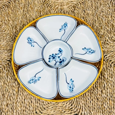 Bộ bát đĩa hoa mặt trời cúng gia tiên - Gốm sứ cao cấp, giảm giá 20% chỉ 450.000₫