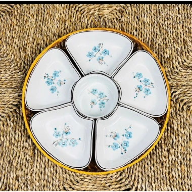 Bộ bát đĩa hoa mặt trời cúng gia tiên - Gốm sứ cao cấp, giảm giá 20% chỉ 450.000₫