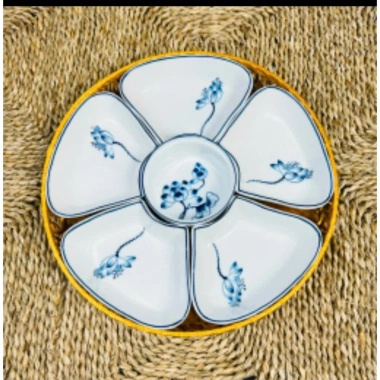 Bộ bát đĩa hoa mặt trời cúng gia tiên - Gốm sứ cao cấp, giảm giá 20% chỉ 450.000₫