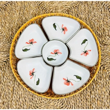 Bộ bát đĩa hoa mặt trời cúng gia tiên - Gốm sứ cao cấp, giảm giá 20% chỉ 450.000₫