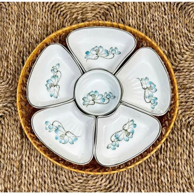 Bộ bát đĩa hoa mặt trời cúng gia tiên - Gốm sứ cao cấp, giảm giá 20% chỉ 450.000₫