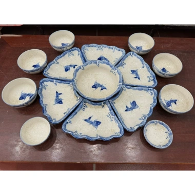 Bộ Bát Đĩa Hoa Mặt Trời Cúng Gia Tiên Men Tiêu Cá Cổ Sứ Tô Canh Bày Mâm Lễ Tết Giá 390.000đ 6