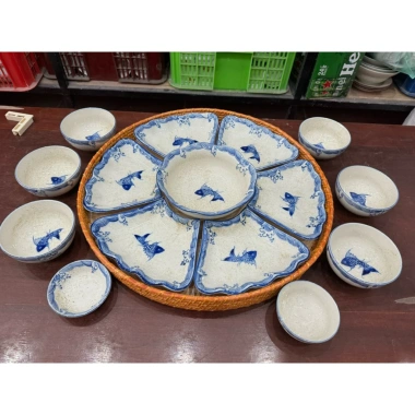 Bộ Bát Đĩa Hoa Mặt Trời Cúng Gia Tiên Men Tiêu Cá Cổ Sứ Tô Canh Bày Mâm Lễ Tết Giá 390.000đ 7