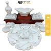 Bộ Bát Đĩa Hoa Mặt Trời Cúng Gia Tiên Sen Vàng Kim Vẽ Tay - Sứ Bát Tràng Cao Cấp, Tô Canh, Bát Cơm - Giá ưu đãi 360.000₫ 2