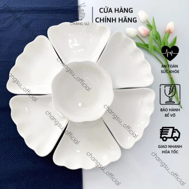Bộ bát đĩa hoa mặt trời giá rẻ - Set đẹp thắp hương thờ cúng gia tiên Chàng Sứ 197.400đ 4