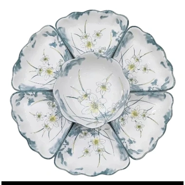 Bộ bát đĩa hoa mặt trời gốm sứ cao cấp size 45cm - hoa văn sen, phù hợp cúng gia tiên, giảm giá 169k 7