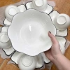 Bộ bát đĩa hoa mặt trời gốm sứ thắp hương – Đĩa bát hoa mai trắng viền đen cao cấp, giảm giá 314.000₫ 5