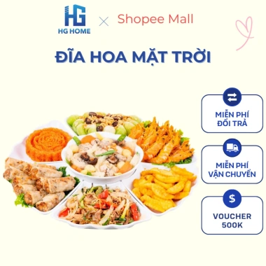 Bộ bát đĩa hoa mặt trời HGHOME nhựa trắng trơn - Thắp hương thờ cúng, giá ưu đãi 50.000đ