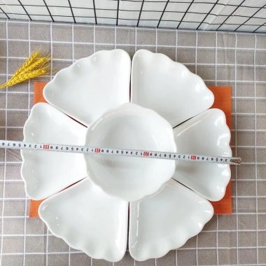 Bộ bát đĩa Hoa Mặt Trời men trắng sứ Bát Tràng Mâm cúng Tết, mồng 1, ngày rằm, giảm giá 18% 5