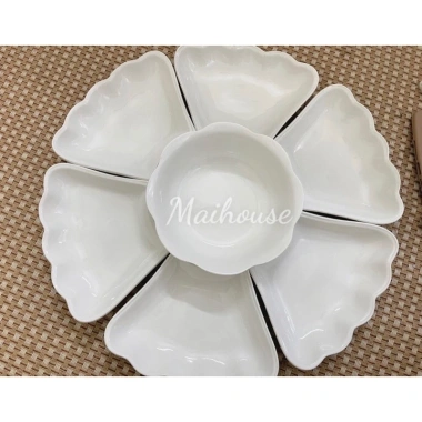 Bộ bát đĩa hoa mặt trời Minh Châu 55cm - Sứ loại 1 men trắng, giá ưu đãi