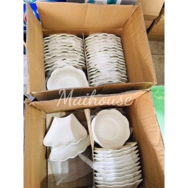 Bộ bát đĩa hoa mặt trời Minh Châu 55cm - Sứ loại 1 men trắng, giá ưu đãi