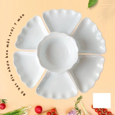 Bộ bát đĩa hoa mặt trời nhựa Việt Nhật cao cấp - Thờ cúng sang trọng, chỉ 189.000đ