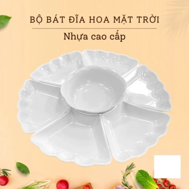 Bộ bát đĩa hoa mặt trời nhựa Việt Nhật cao cấp - Thờ cúng sang trọng, chỉ 189.000đ
