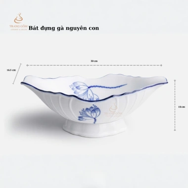 Bộ bát đĩa Hoa Mặt Trời sứ Bát Tràng men kem cao cấp cúng gia tiên 45x55cm - Giá ưu đãi 320.000 5