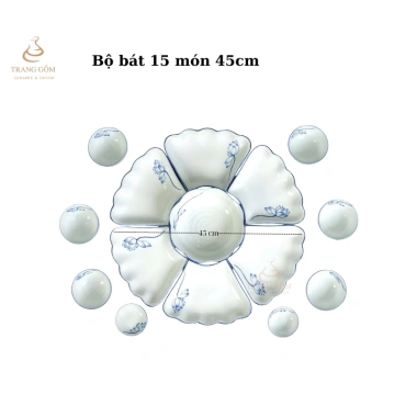 Bộ bát đĩa Hoa Mặt Trời sứ Bát Tràng men kem cao cấp cúng gia tiên 45x55cm - Giá ưu đãi 320.000 7