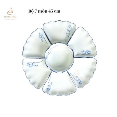 Bộ bát đĩa Hoa Mặt Trời sứ Bát Tràng men kem cao cấp cúng gia tiên 45x55cm - Giá ưu đãi 320.000 9