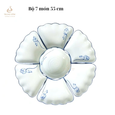 Bộ bát đĩa Hoa Mặt Trời sứ Bát Tràng men kem cao cấp cúng gia tiên 45x55cm - Giá ưu đãi 320.000 10