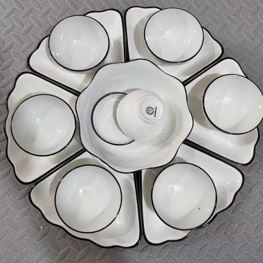 Bộ Bát Đĩa hoa mặt trời thắp hương, cúng gia tiên sứ men dầy dặn họa tiết sen Giá ưu đãi 255.000₫