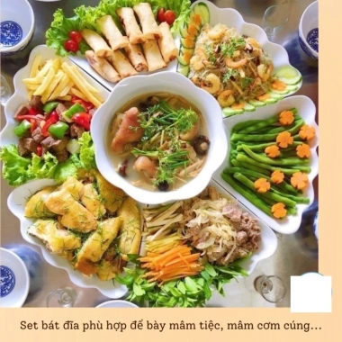 Bộ bát đĩa hoa mặt trời trắng nhựa - Thắp hương, thờ cúng, giá ưu đãi 35.280₫