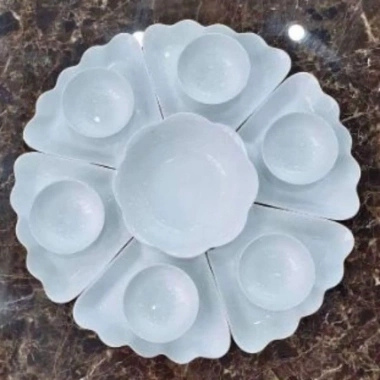 Bộ bát đĩa hoa mặt trời trắng tinh ĐK45cm - Sứ Bát Tràng sang trọng, giá ưu đãi 380k 2
