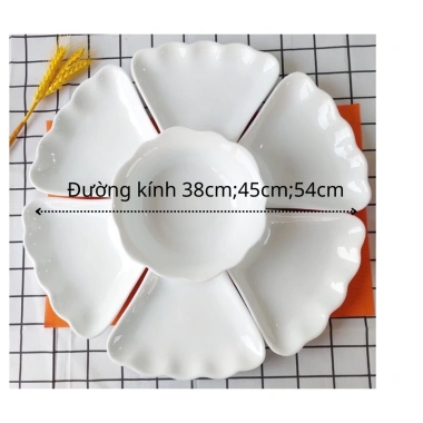 Bộ bát đĩa hoa mặt trời trắng tinh ĐK45cm - Sứ Bát Tràng sang trọng, giá ưu đãi 380k 3