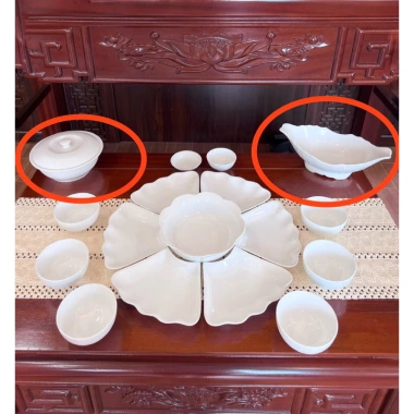 Bộ bát đĩa hoa mặt trời trắng tinh ĐK45cm - Sứ Bát Tràng sang trọng, giá ưu đãi 380k 4