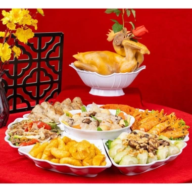 Bộ bát đĩa hoa mặt trời trắng trơn nhựa Việt Nhật - Thắp hương, thờ cúng gia tiên, giảm còn 219.000đ