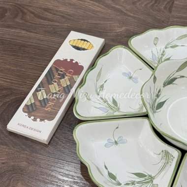 Bộ bát đĩa Hoa Mặt Trời Trúc Chuồn 45cm - Cao cấp, sang trọng, phù hợp cúng gia tiên - Giá 335k