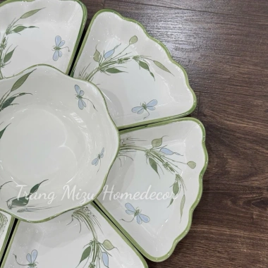 Bộ bát đĩa Hoa Mặt Trời Trúc Chuồn 45cm - Cao cấp, sang trọng, phù hợp cúng gia tiên - Giá 335k