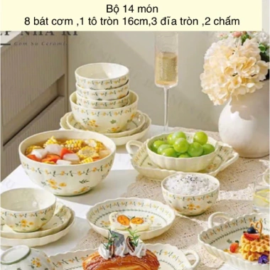 Bộ bát đĩa Mai Vàng 25 món gốm sứ cao cấp - Đẹp như hình, giá ưu đãi 159.000₫ 9