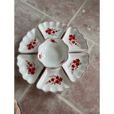 Bộ bát đĩa mặt trời HOA ĐÀO Minh Châu 7 món loại 1 - Đẹp dày dặn, Thắp hương thờ cúng, Giá ưu đãi 110.000đ 2