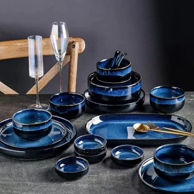 Bộ bát đĩa men xanh lam cao cấp - Decor nhà bếp, chỉ 40.000₫ (giá gốc 50.400)