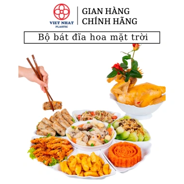 Bộ bát đĩa nhựa hoa mặt trời 6.836, bát thuyền 8.615 - Đựng gà, bày cơm cúng, 47.200₫