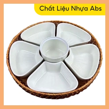 Bộ bát đĩa nhựa phíp 5 cánh hoa mai trắng bóng, siêu bền nhẹ, giá chỉ 35.000 VND 5 Bộ bát đĩa nhựa phíp 5 cánh hoa mai trắng bóng, siêu bền nhẹ, giá chỉ 35.000 VND 5