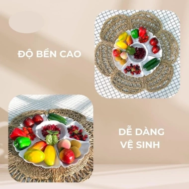 Bộ Bát Đĩa Nhựa Việt Nhật 7 Món Hình Hoa Mặt Trời - Đĩa Cúng Gia Tiên, Bày Mâm Cỗ Đẹp Giá Ưu Đãi 75.000 VND 5