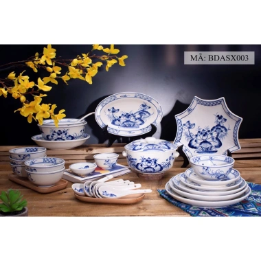 Bộ bát đĩa sen cành xanh 12 món - Giá ưu đãi 25.000₫, gốm chất lượng, thiết kế tinh tế 2