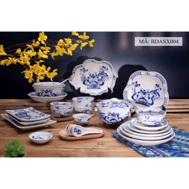 Bộ bát đĩa sen cành xanh 12 món - Giá ưu đãi 25.000₫, gốm chất lượng, thiết kế tinh tế 3